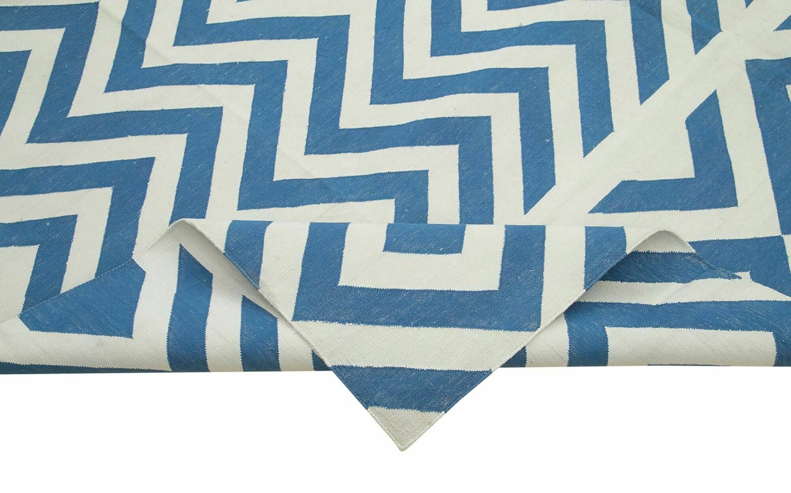 8x10 Blue Dhurrie Rug, Late 20th Century photo vinterior
