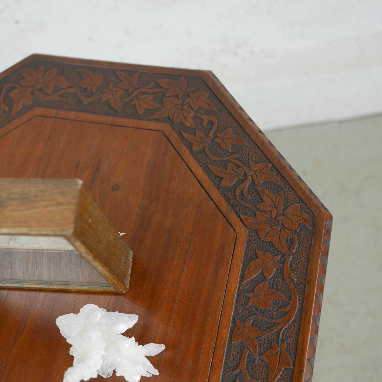 Antique Victorian Faux Bamboo Carved Poker Tripod Side Lamp Table photo buy