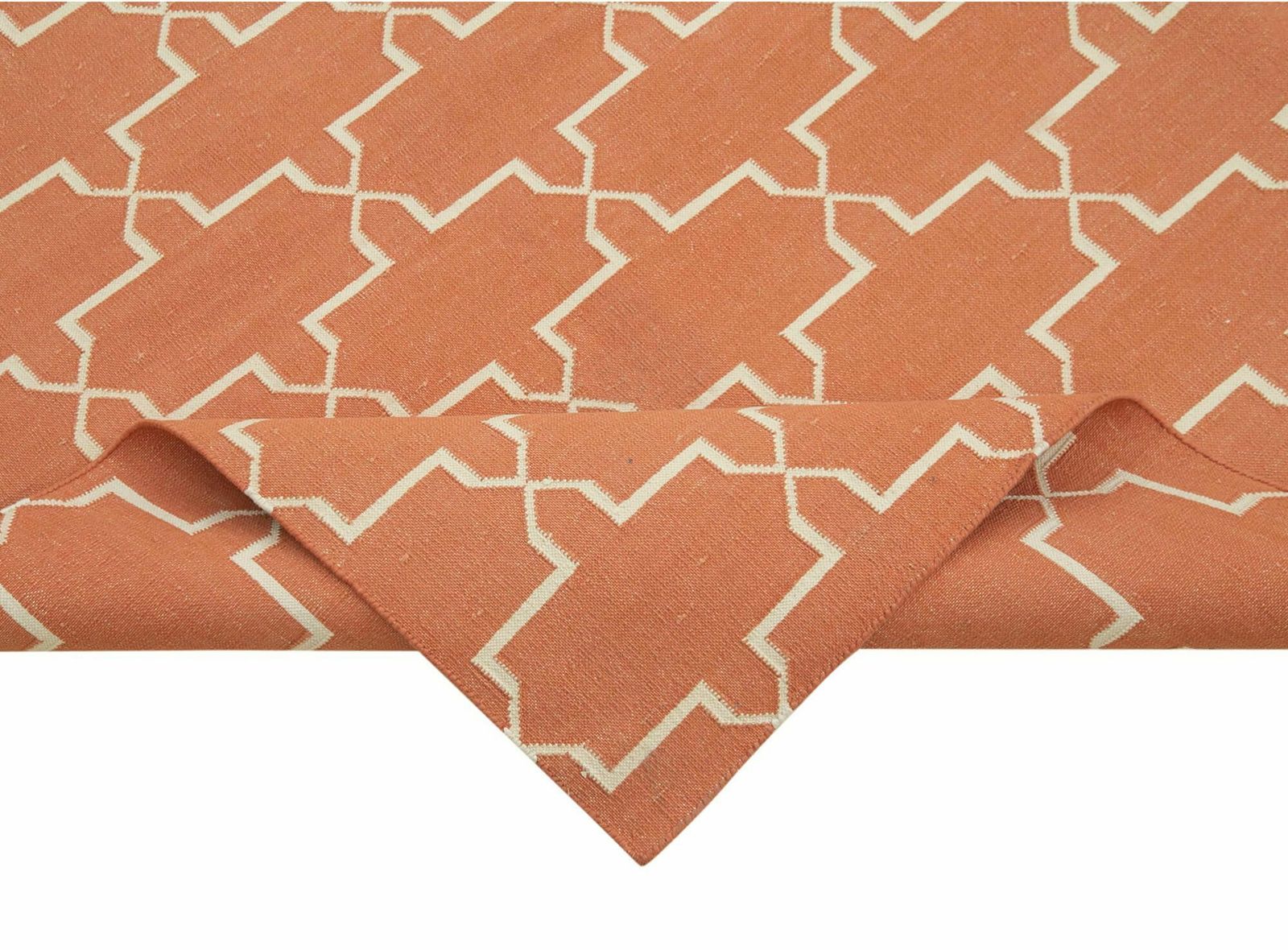 6x9 Orange Dhurrie Rug   32362 photo vinterior