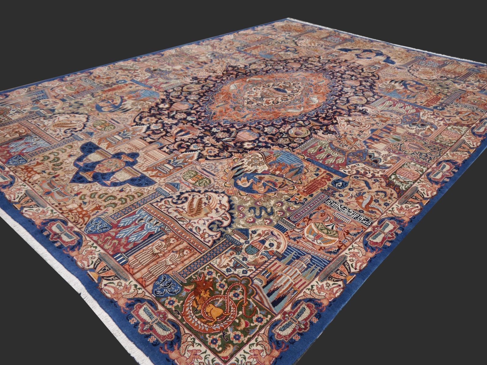 Large Vintage Rug With Pectoral Floral Design Hand Knotted 14 X 10 Ft photo 5990.0