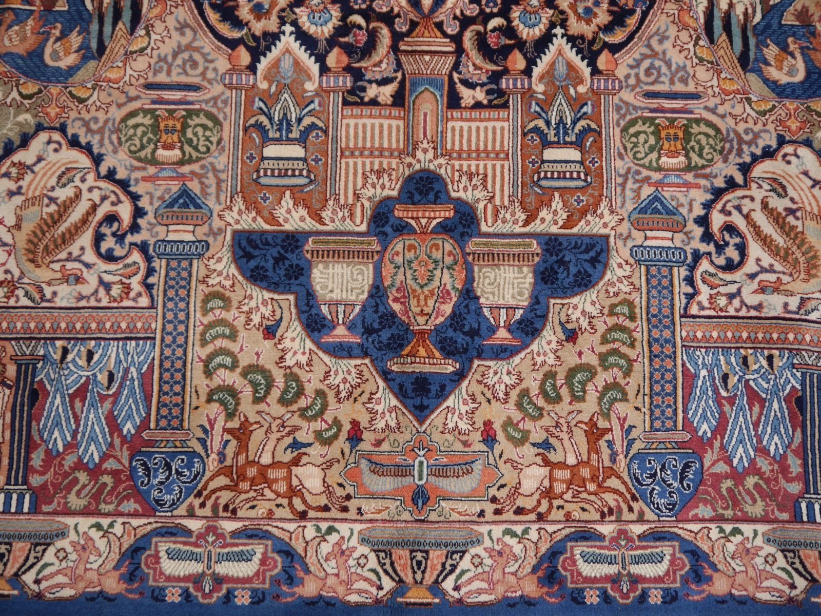 Large Vintage Rug With Pectoral Floral Design Hand Knotted 14 X 10 Ft photo buy
