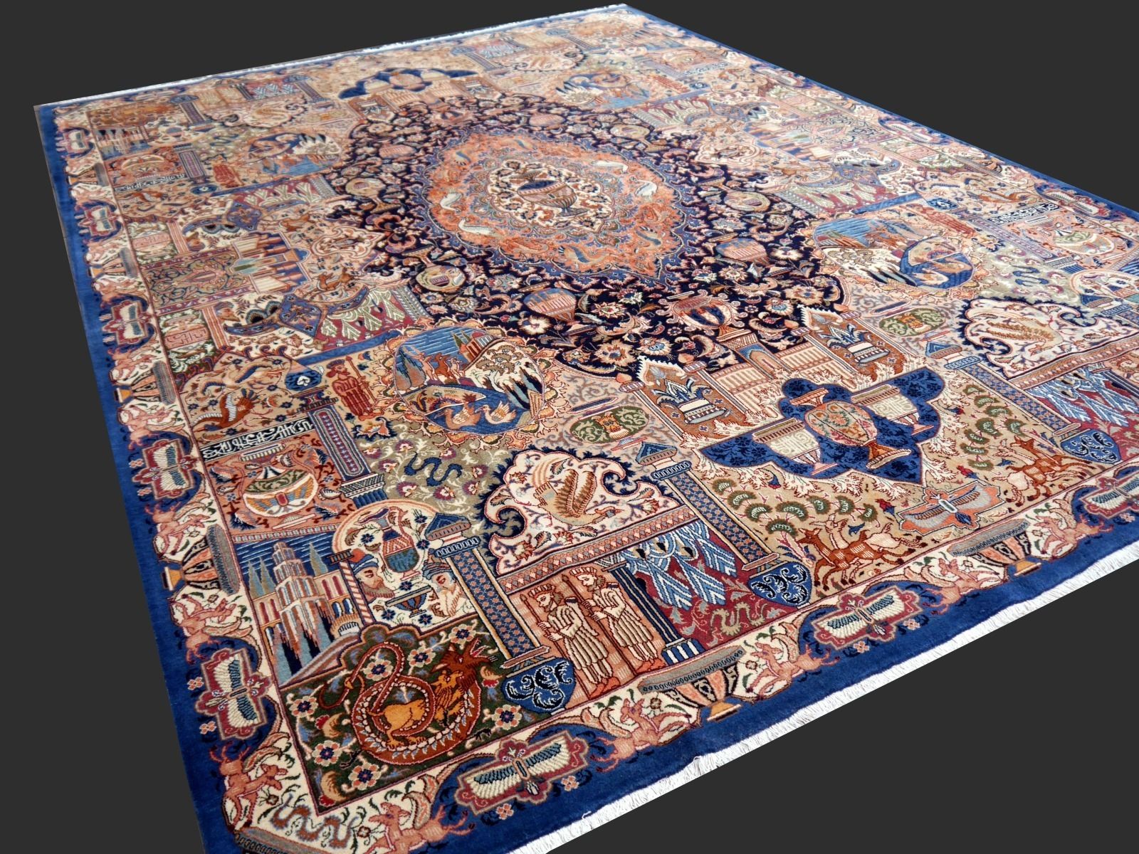 Large Vintage Rug With Pectoral Floral Design Hand Knotted 14 X 10 Ft photo vintage