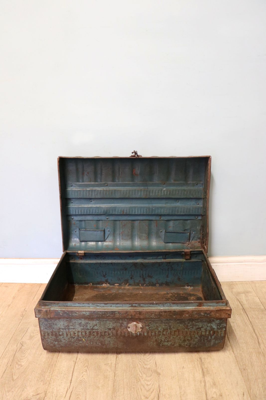 A Lovely Vintage Metal Trunk Which Has Been Later Hand Sign Written With The Porsche Emblem. photo buy