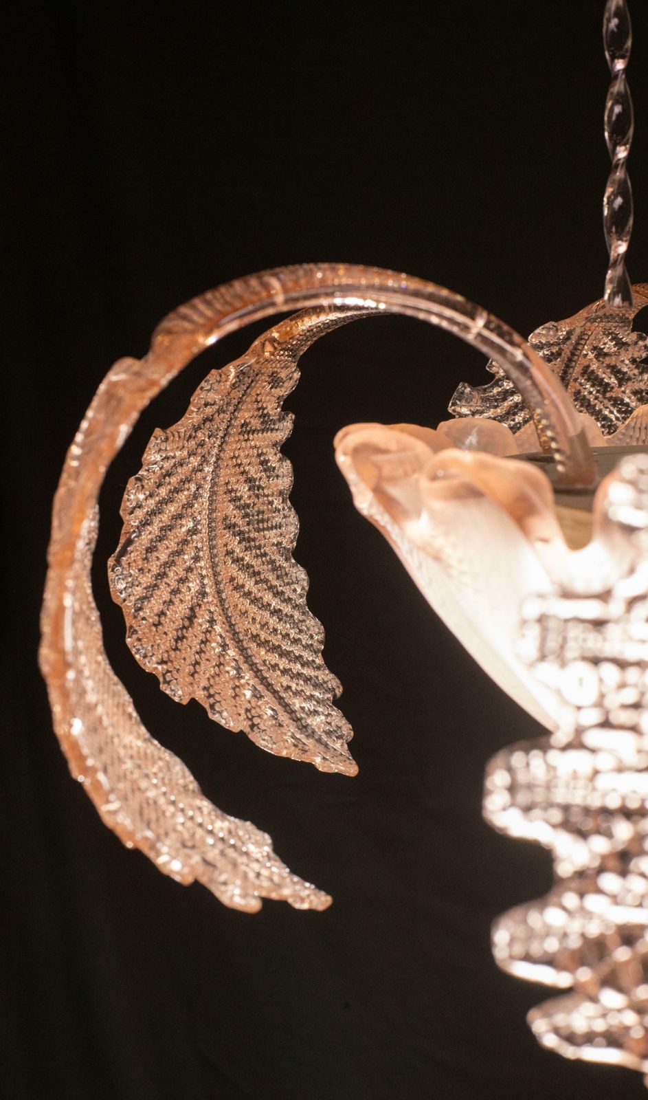 Pink Art Decò Barovier E Toso "Fountain" Pendant Light, Murano Glass, 1940s photo 4384.0