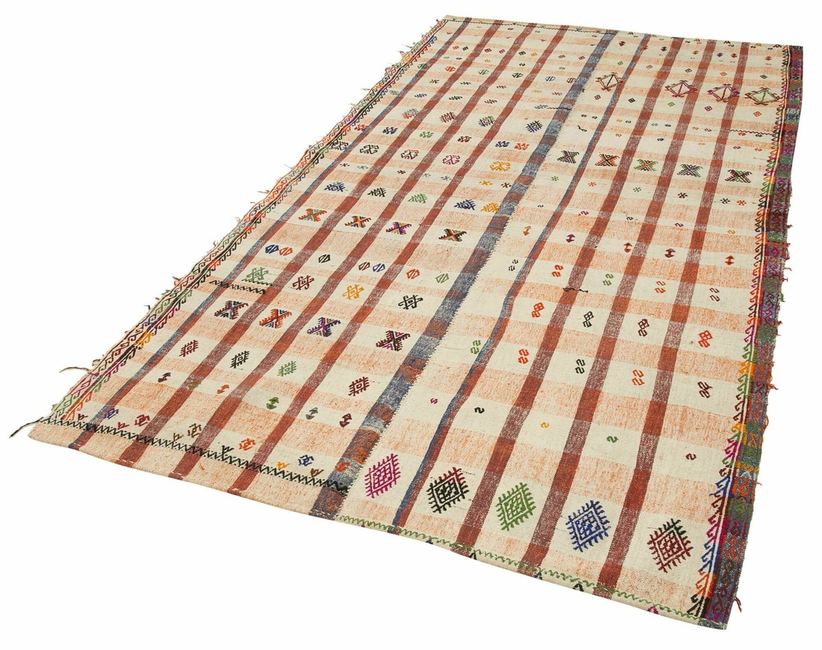 5x9 Orange Oriental Kilim Rug   23486 photo for sale