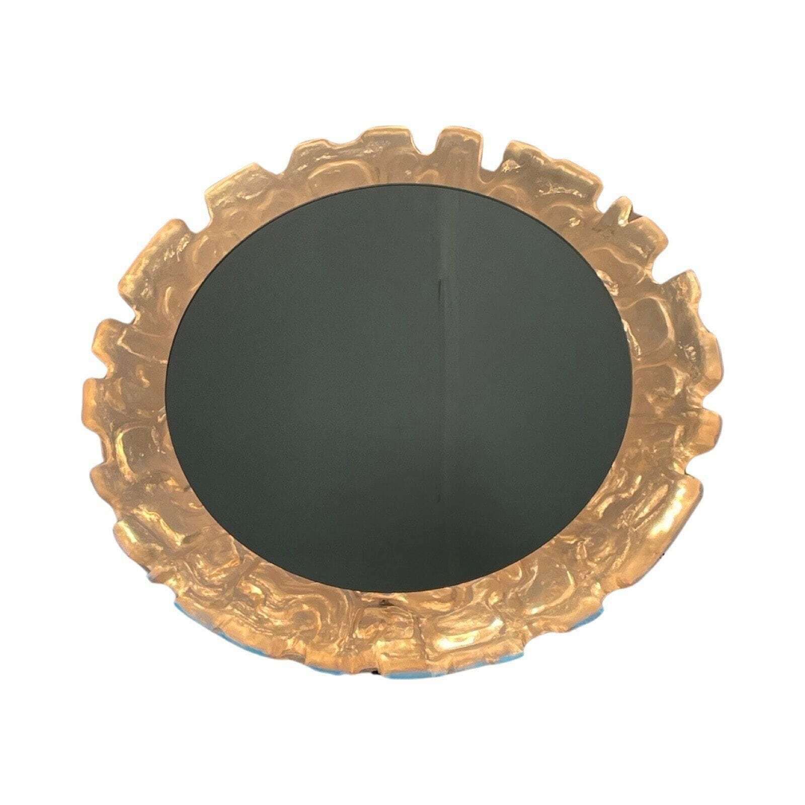 Egon Hillebrand   German Made Space Age Design Mirror With Backlighting   Large Model In Great Condition   Pressed Glass