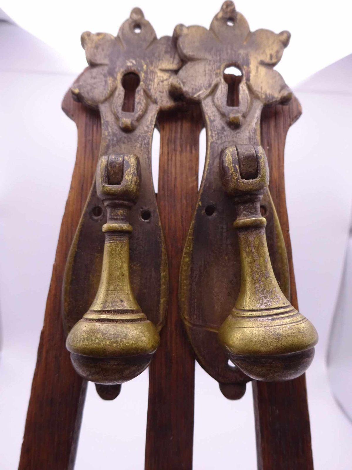Pair Of Bronze Victorian Teardrop Wardrobe Handles