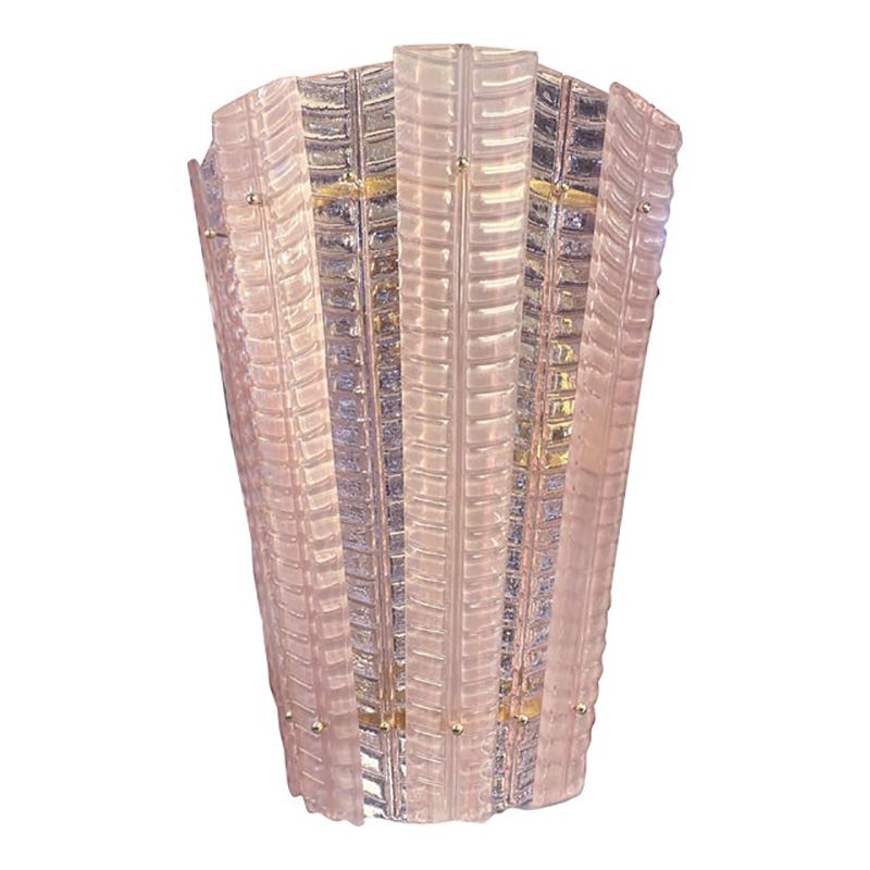 Lantern In Pink Transparent And Sanded Murano Glass In Barovier E Toso Style photo Lighting