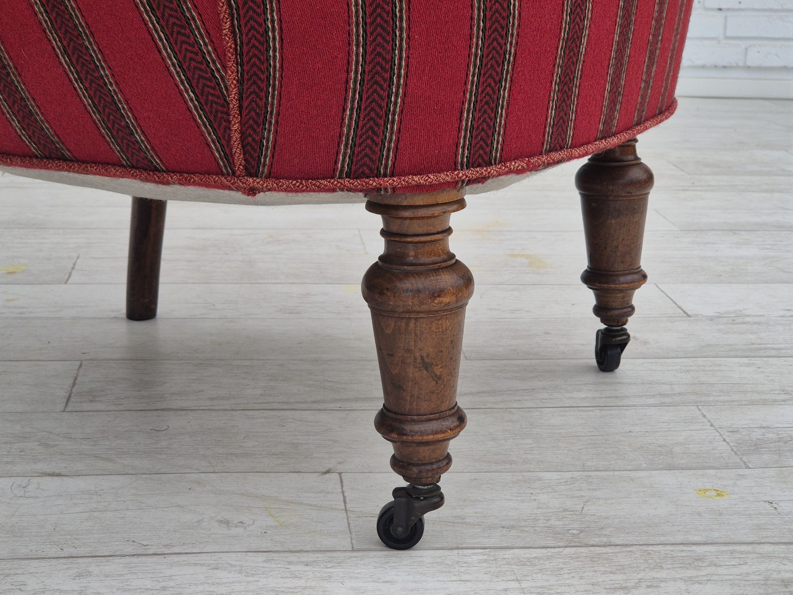 1950s, Danish Lounge Chair, Original Condition, Red Furniture Wool. photo furniture