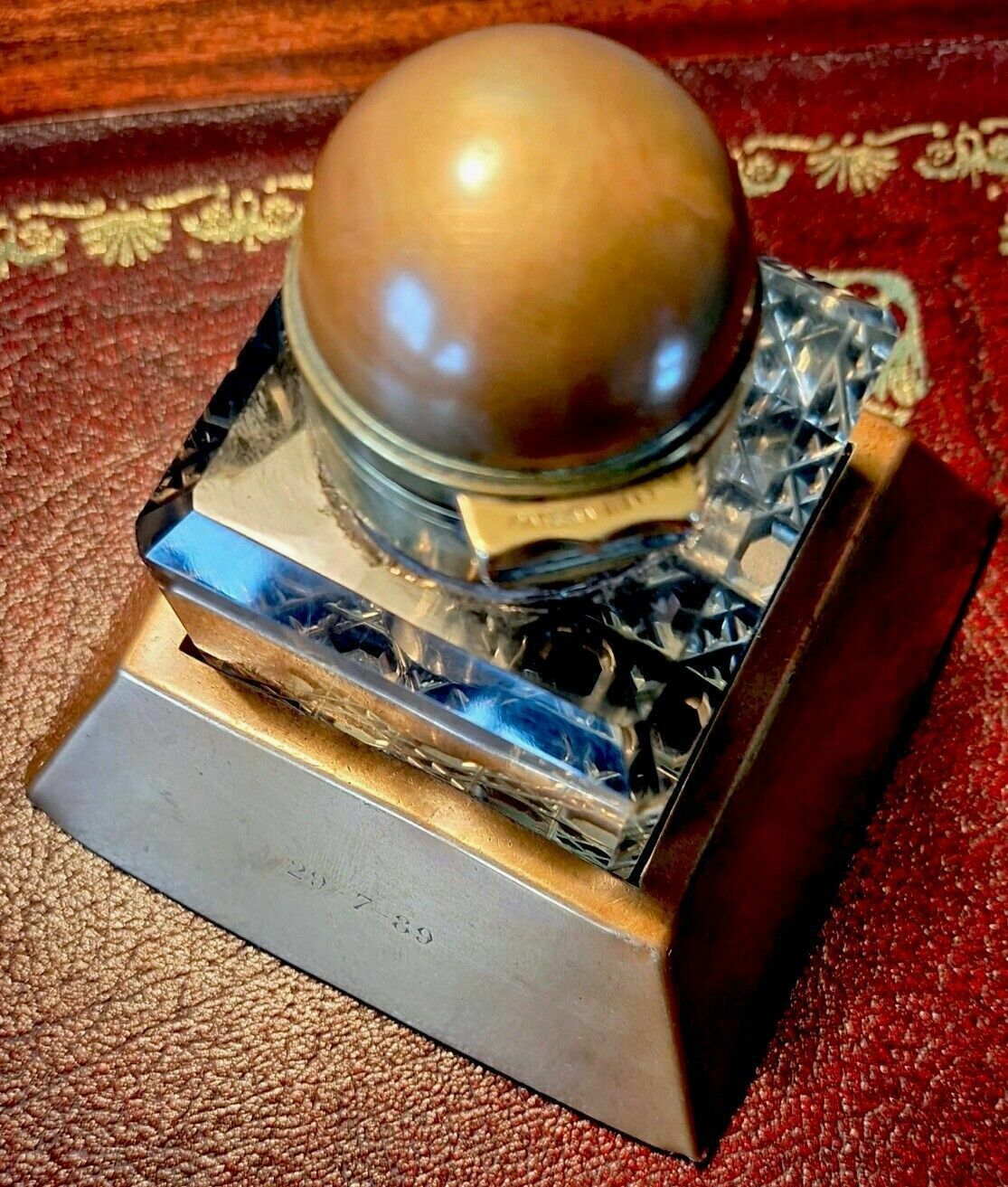 Victorian Patented Partners Copper & Glass Inkwell By Betjemann & Sons photo Home Decor