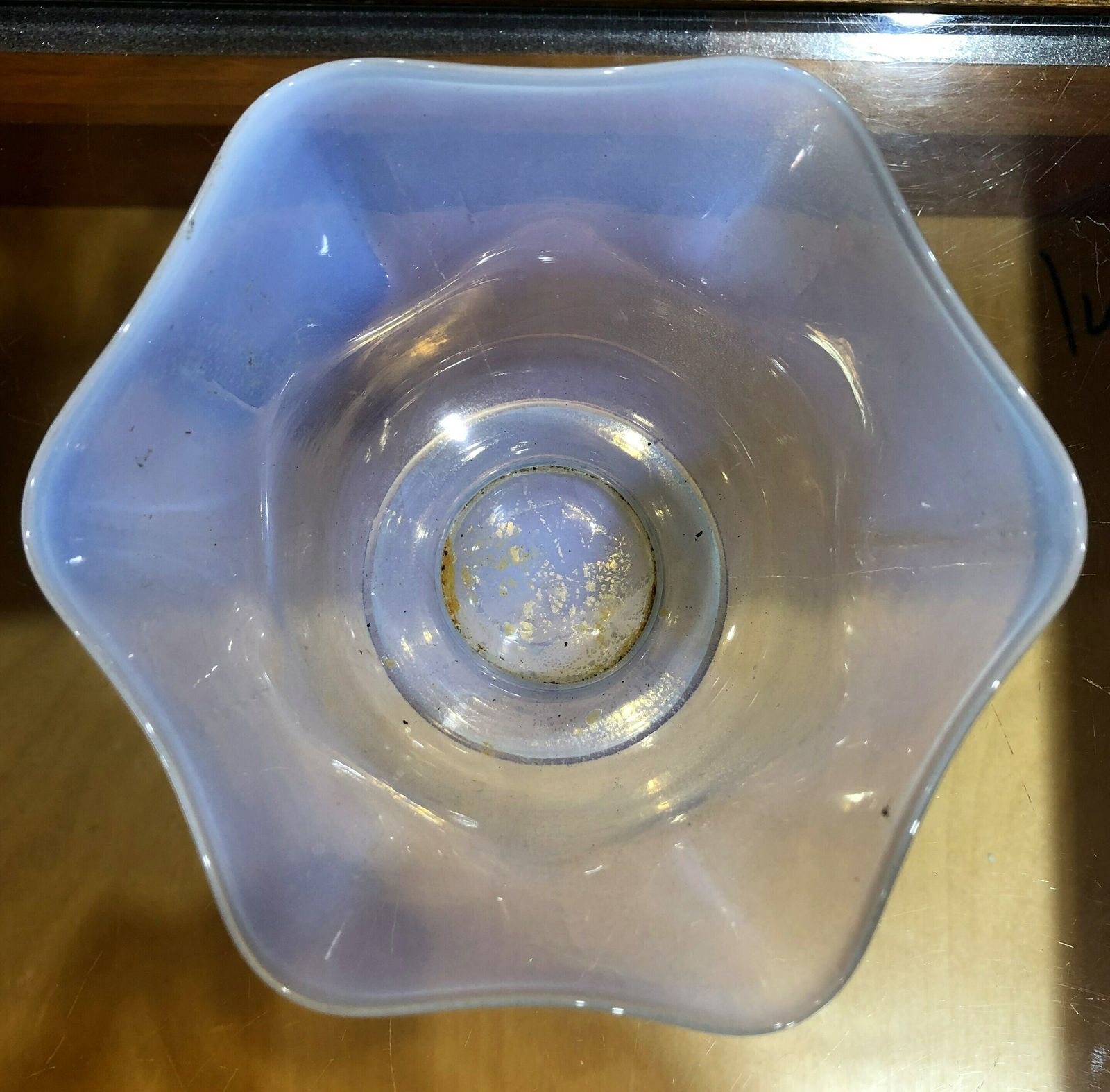 Fine Antique Murano Opalescent White Fluted Glass Dish With Gold Inclusions Salviati C1880 photo buy