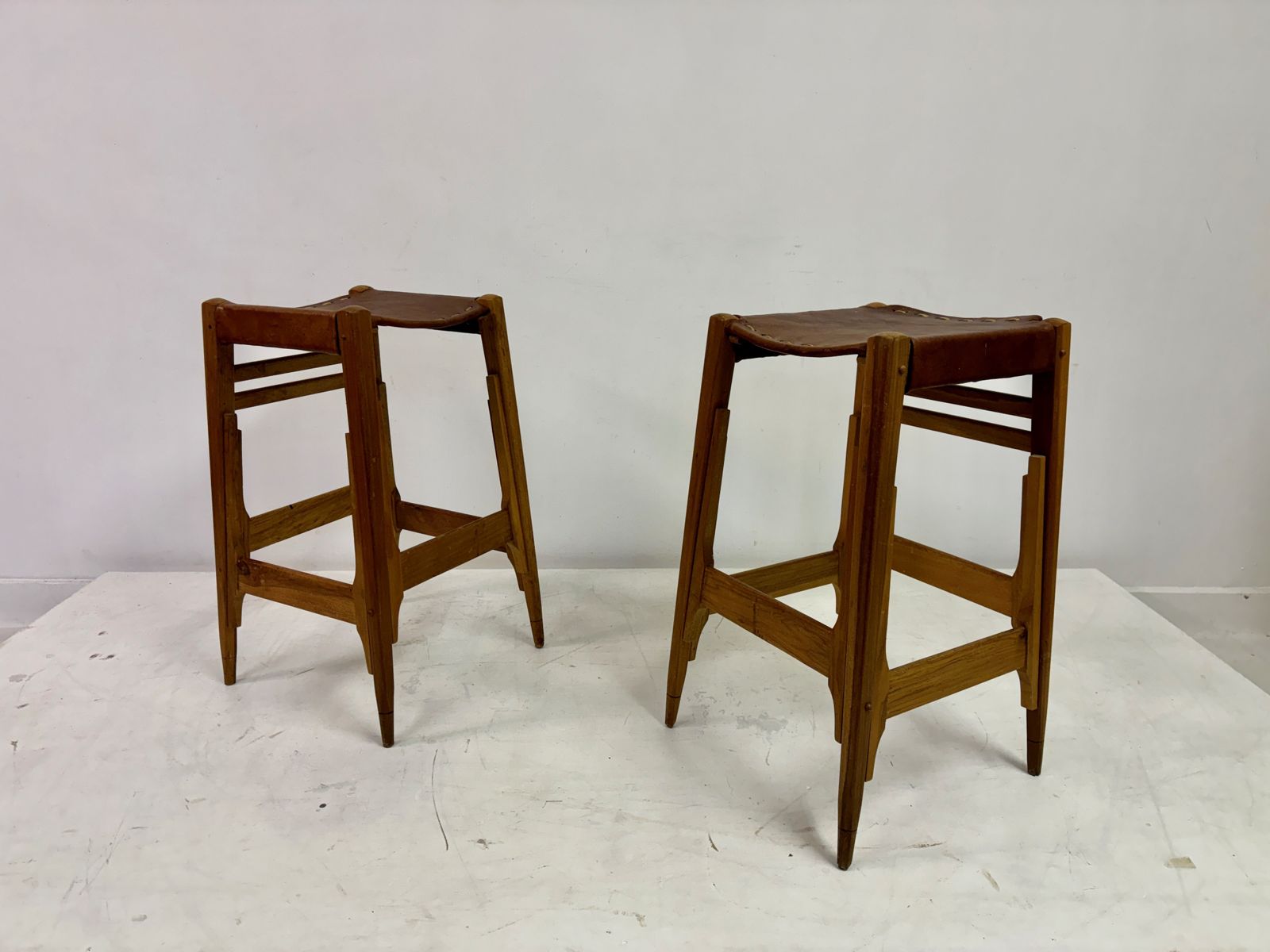 Part Of Mid Century Wood High Stools By Werner Biermann For Arte Sano photo vintage