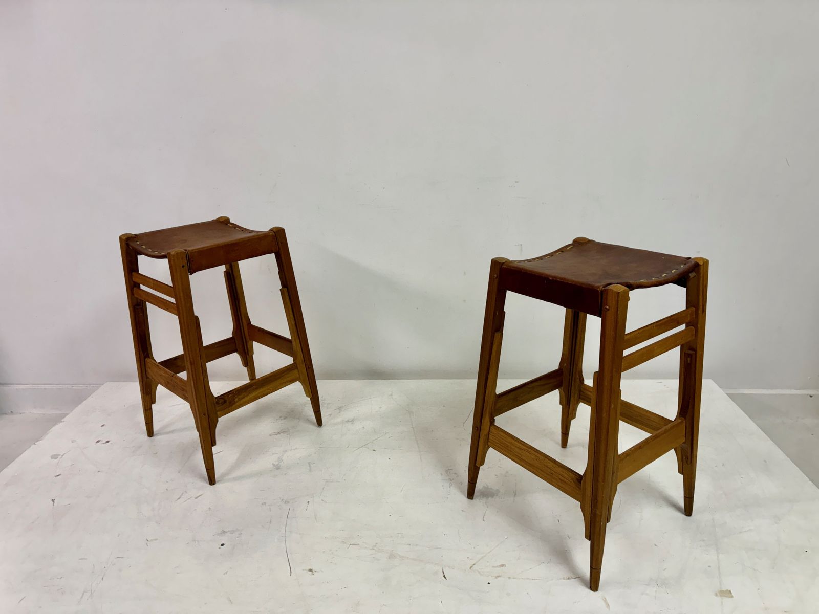 photo buy Part Of Mid Century Wood High Stools By Werner Biermann For Arte Sano