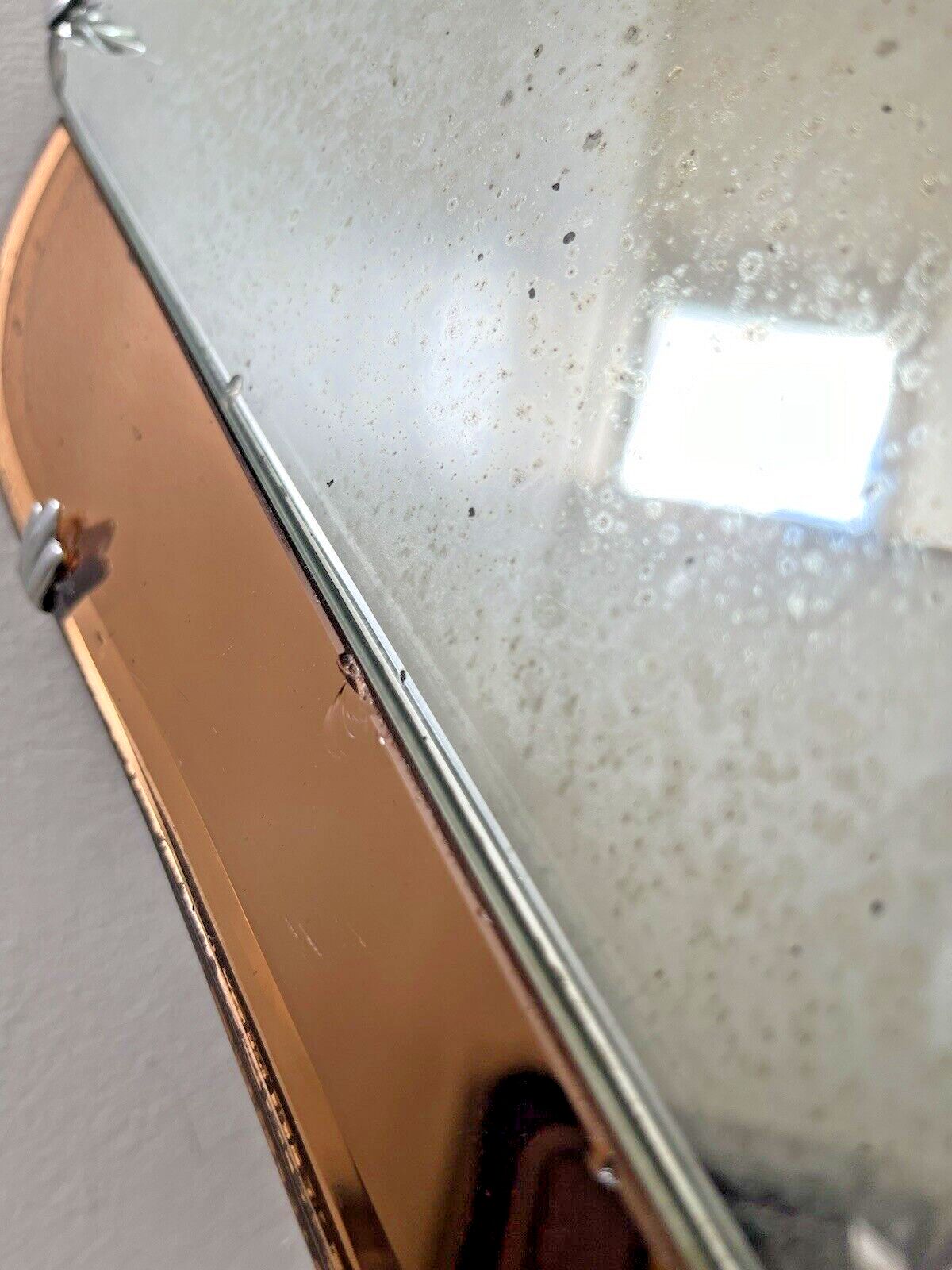photo for sale Huge 28" Beautiful 1930's Art Deco Over Mantel Mirror Copper Peach Starburst