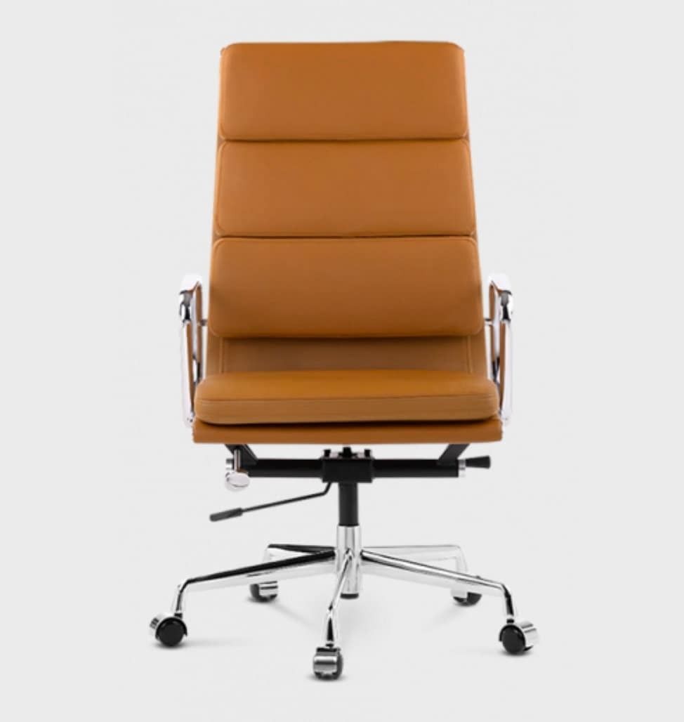 Mid Century Design Office Chair   Tan Or Burgundy Leather photo vinterior