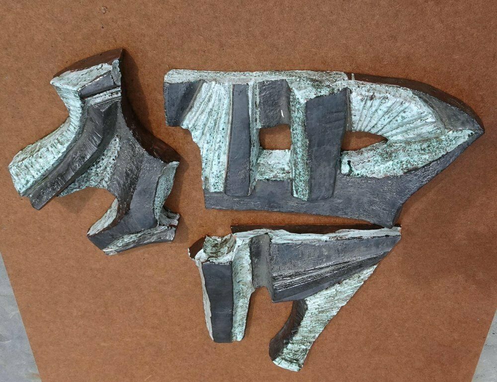 photo for sale Large Belgian Brutalist Ceramic Wall Sculptures, 1960s, Set Of 3