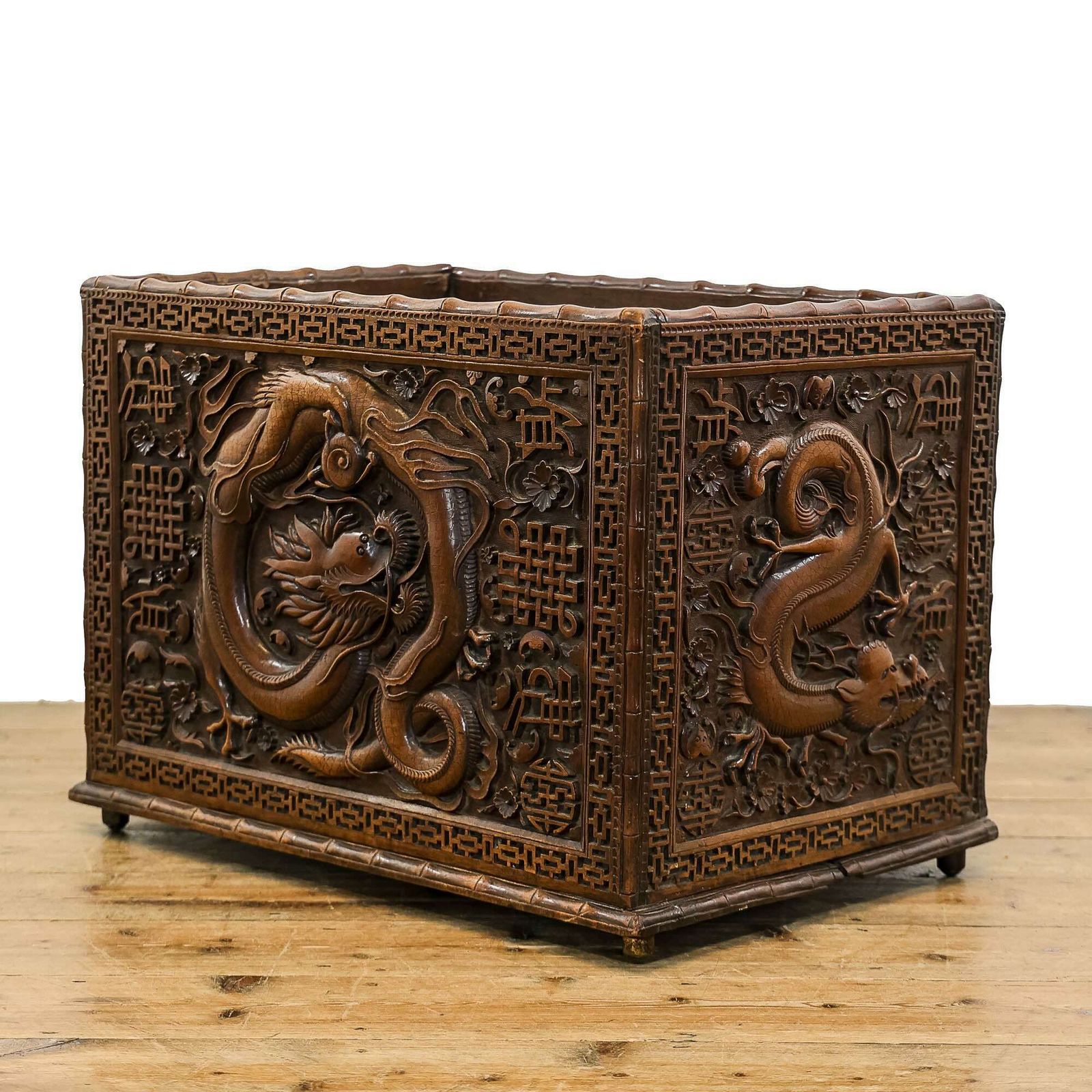 Antique Oriental Carved Box | Oriental Chest | Antique Storage | Antique Furniture | Antique Blanket Box (M 5345)