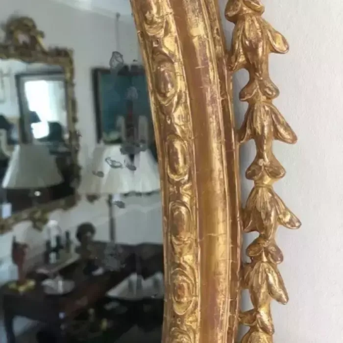 An Elegant George III Giltwood And Carton Pierre Oval Pier Glass, Late 18th Century photo furniture