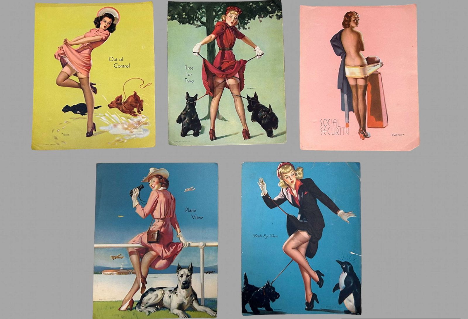 A Set Of  12  Colour 1960's Pin Ups, 1960s photo furniture