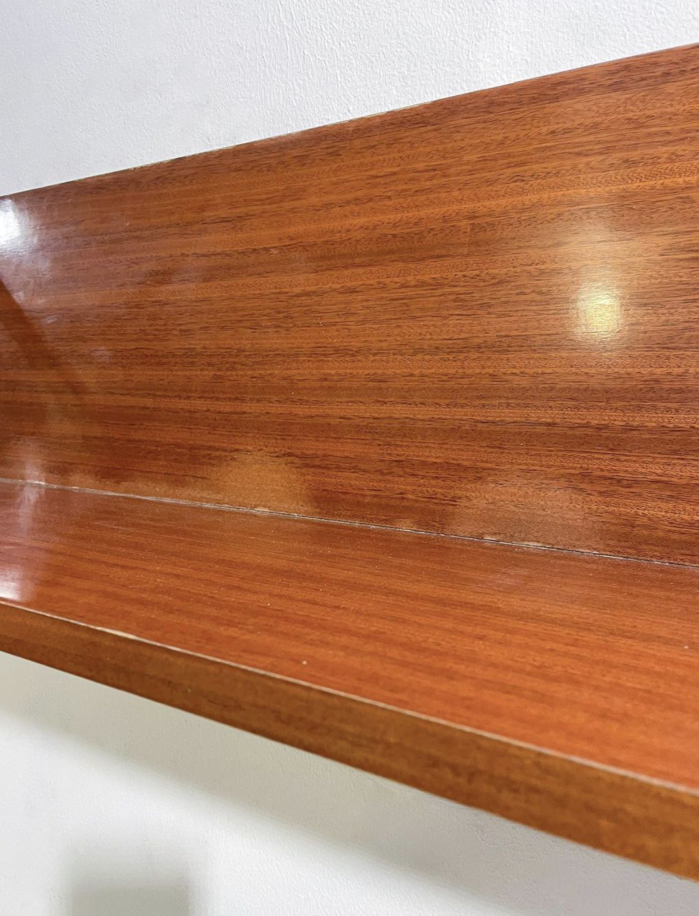 Mid Century Wood, Leather And Brass Shelve, Italy, 1960s – 2 Available photo furniture