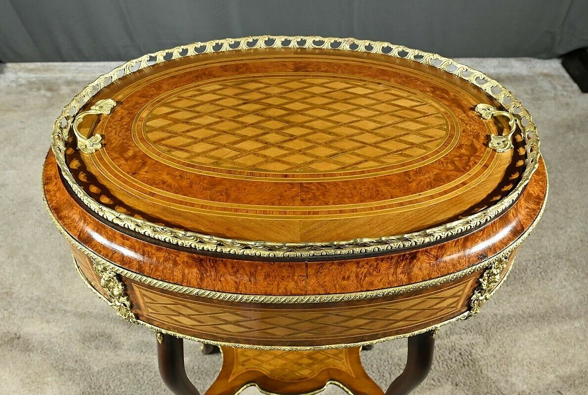 Planter In Precious Wood Marquetry, Napoleon III Period – Mid 19th Century photo buy