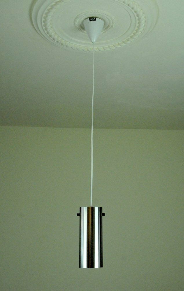 Model 571 Polished Steel Pendant Lamp By Uno & östen Kristiansson For Luxus, Vittsjö, Sweden, 1970s photo 495.0