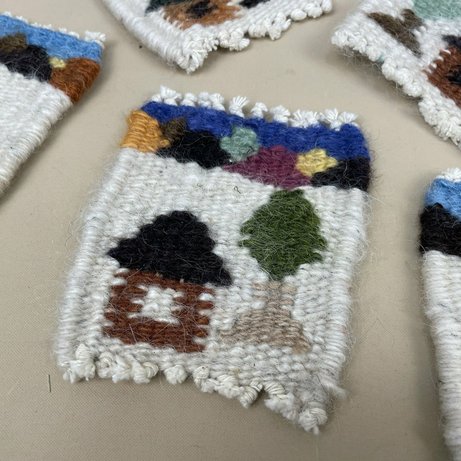 Set Of 5 Coaster Placemat Small Drink Holder Drinks Mat Woven Handmade Fabric Tassels Patterned Wool photo 55.0