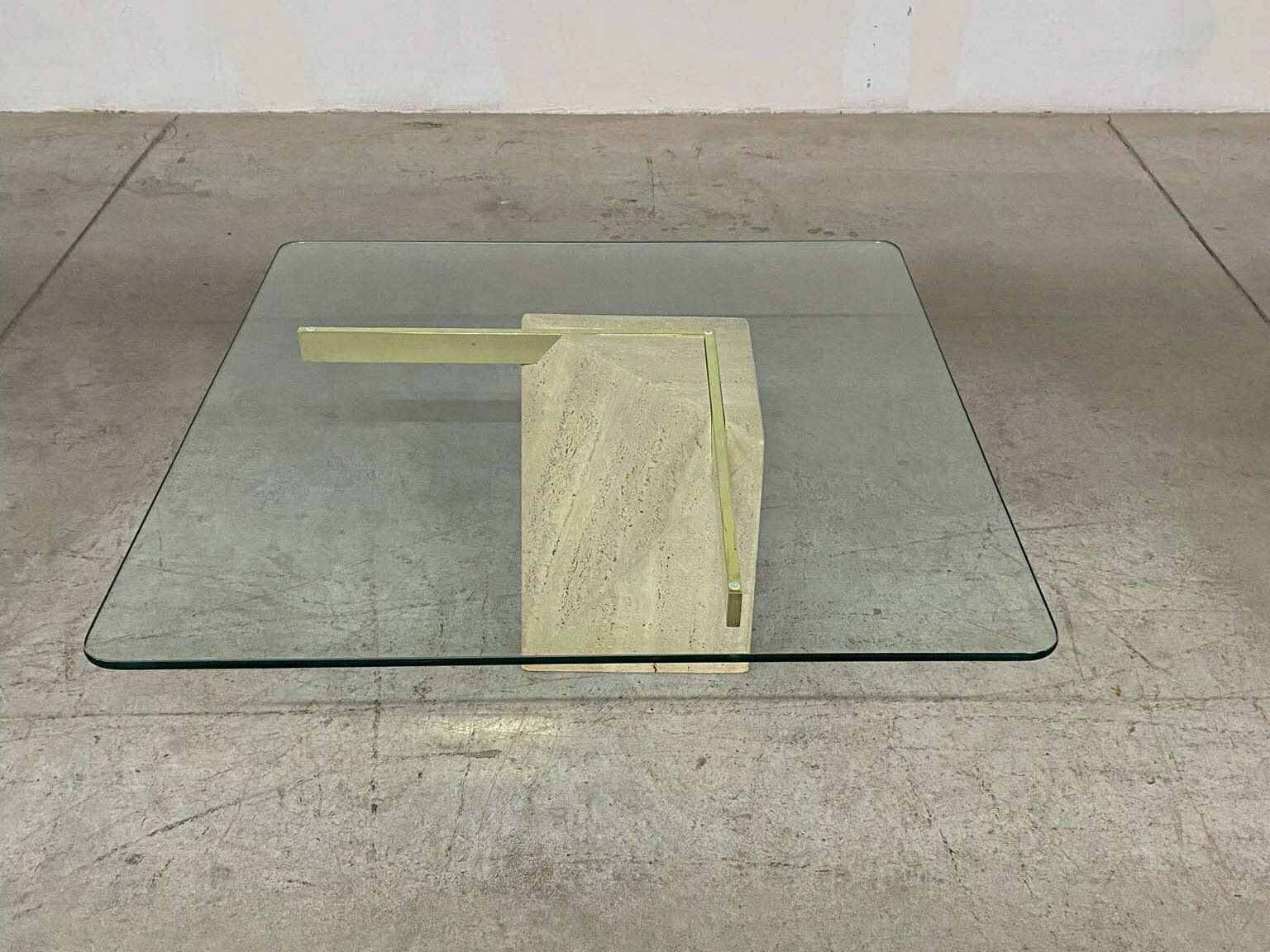 Italian Travertine Coffee Table From Artedi, 1970s photo buy