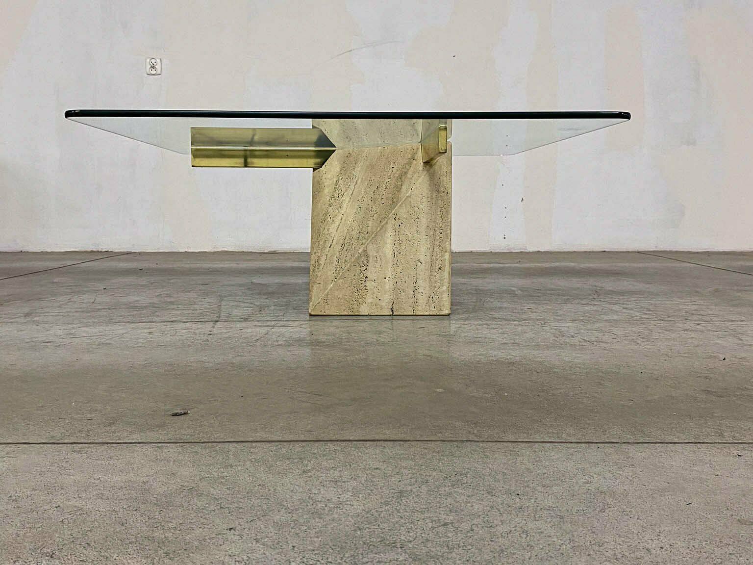 Italian Travertine Coffee Table From Artedi, 1970s photo vintage