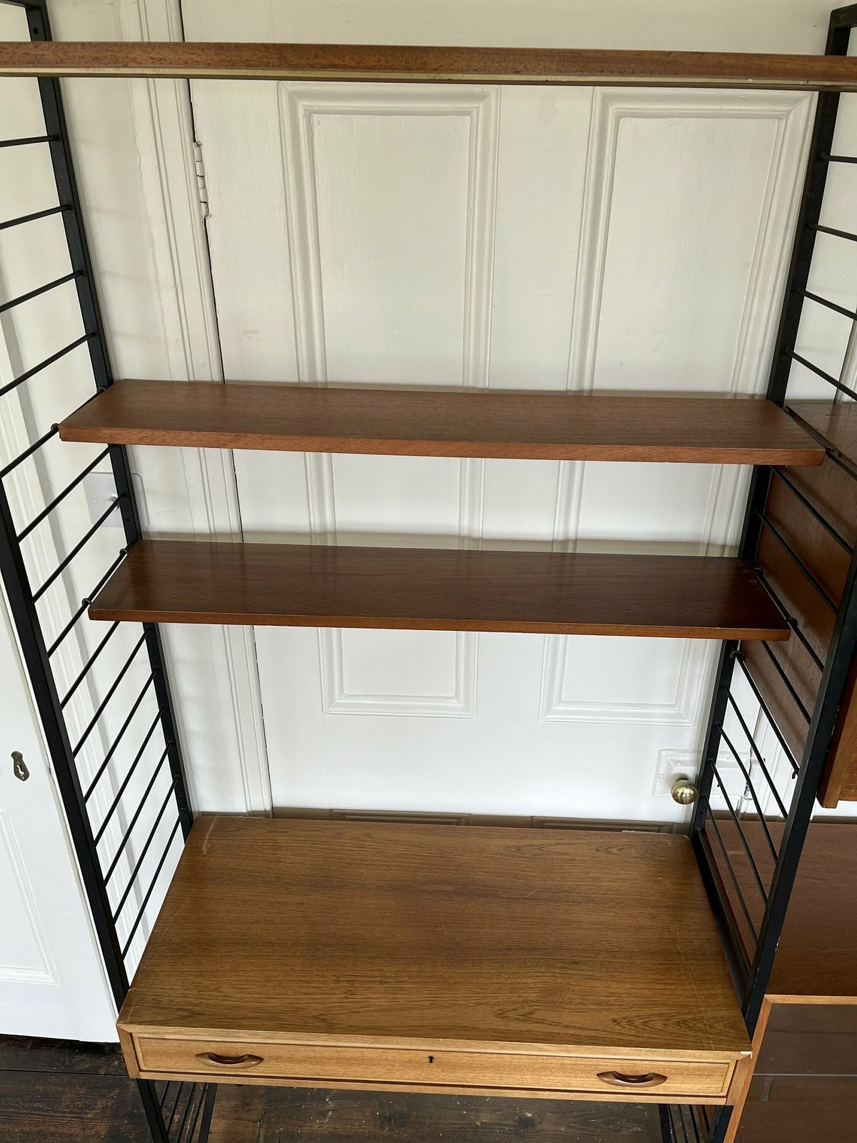 Ladderax Mid Century Shelving System   Modular Teak Shelves And Cabinets / Desk With Black Steel Ladder Supports, By Staples For Heals photo buy