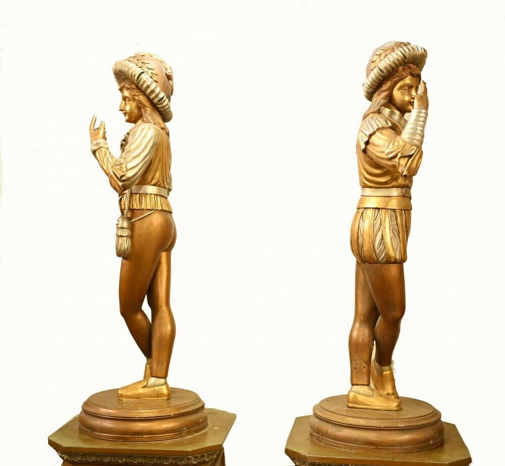Art Pair Giant Italian Renaissance Page Boy Statues Medieval Fayre photo