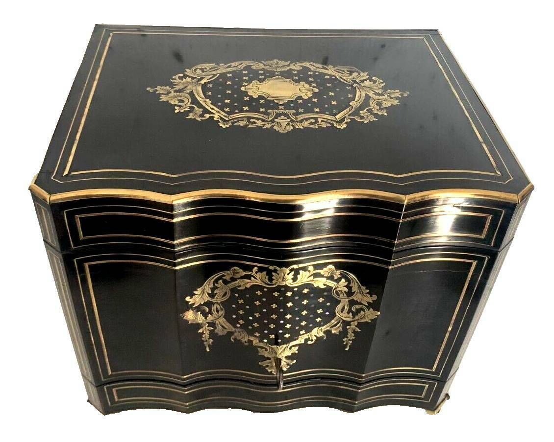 Complete Liquor Cellar Napoleon III Boulle Marquetry 19th Century Box photo for sale