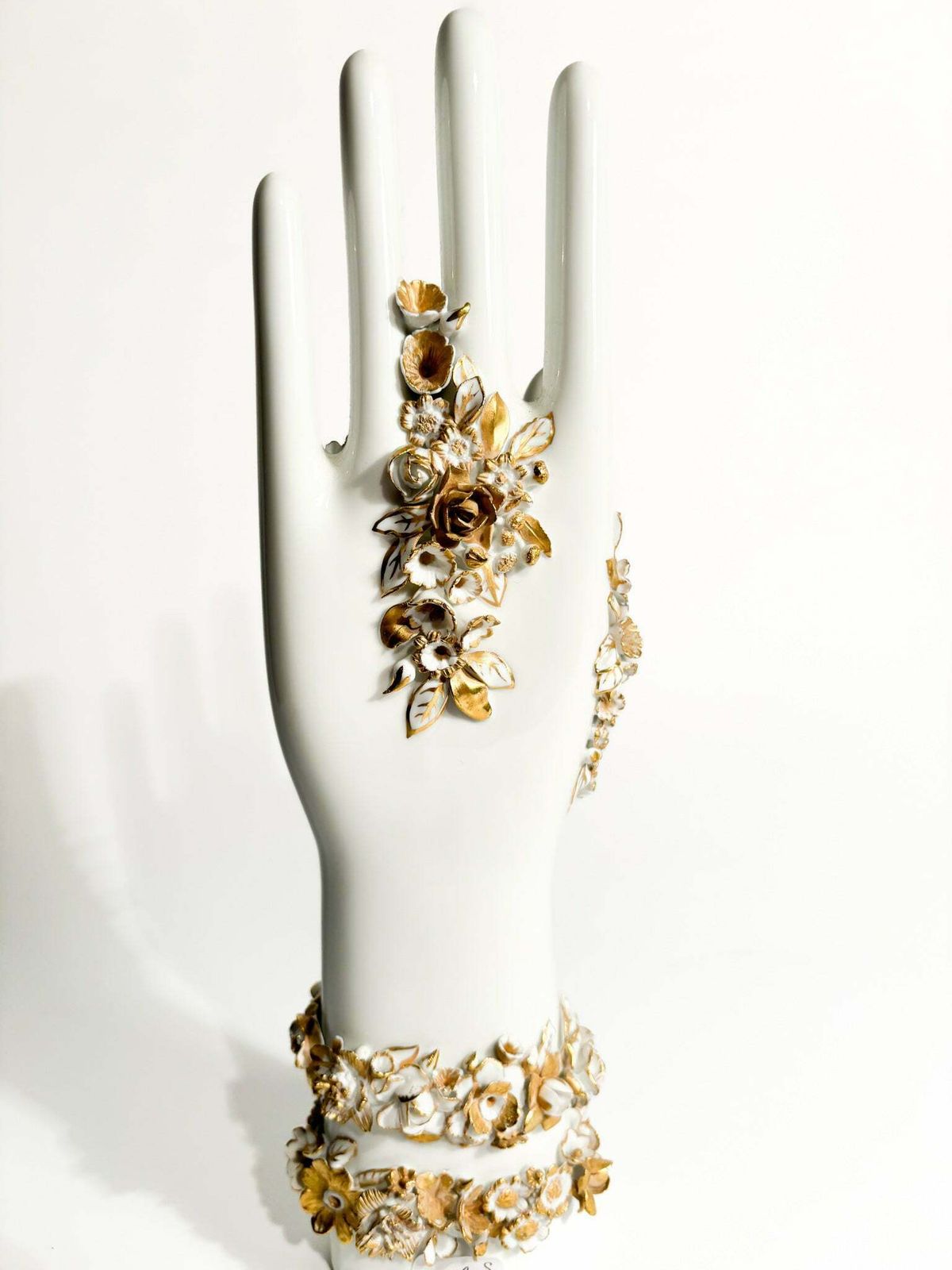 Art White And Gold Flowered Hand Art By Gio Ponti For Richard Ginori 1980s photo
