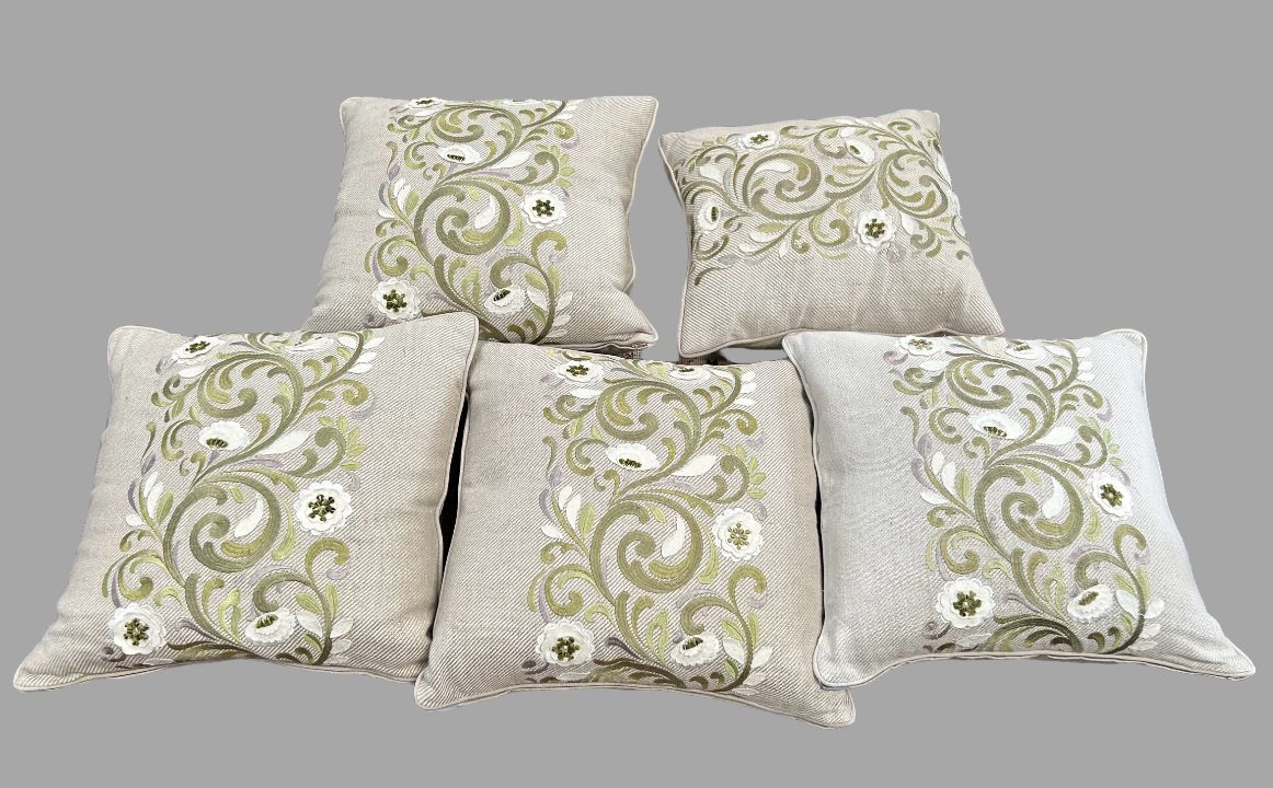 A Set Of Five Cushions In Langdale Willow