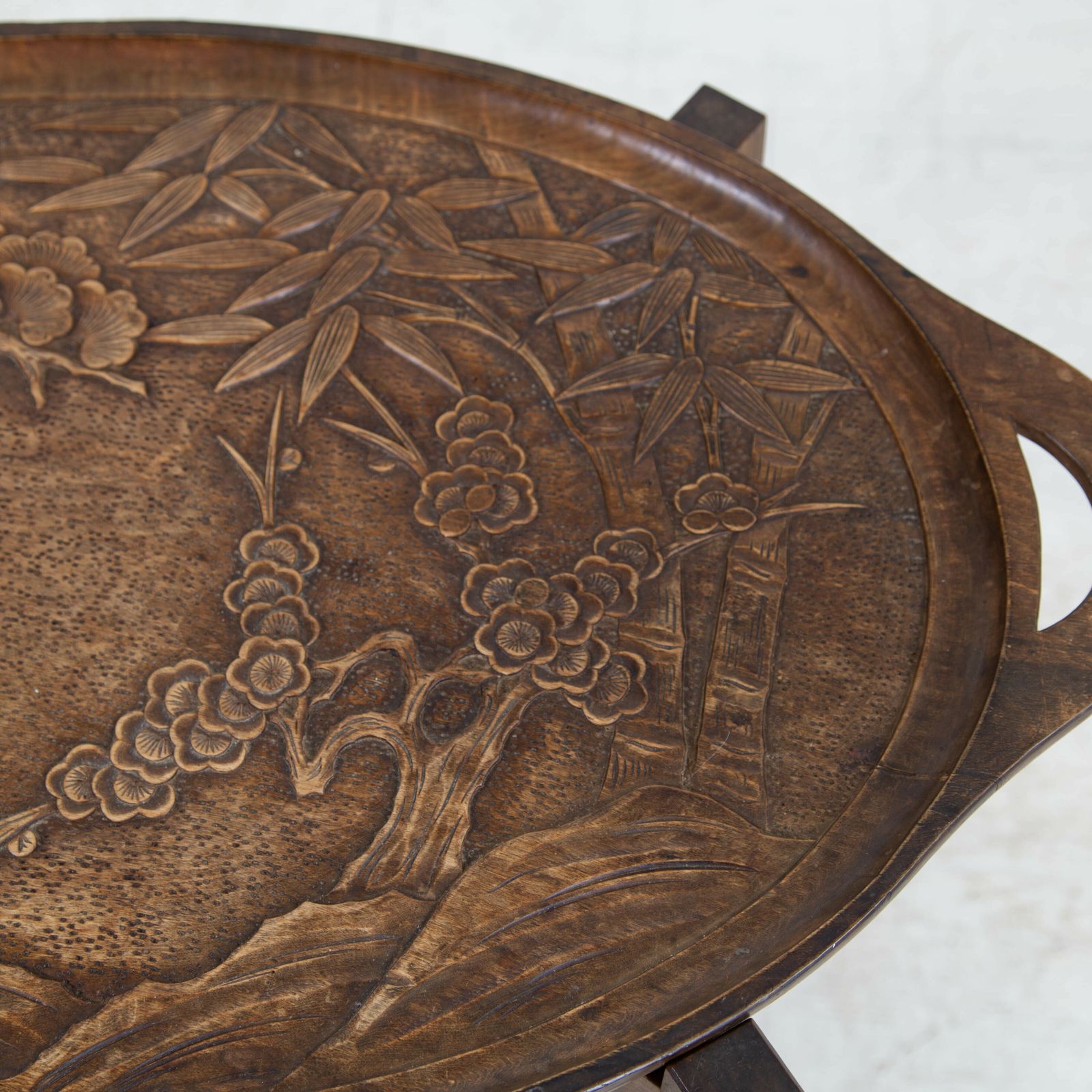 photo for sale Delightful Mid Century Japanese Carved Side Table