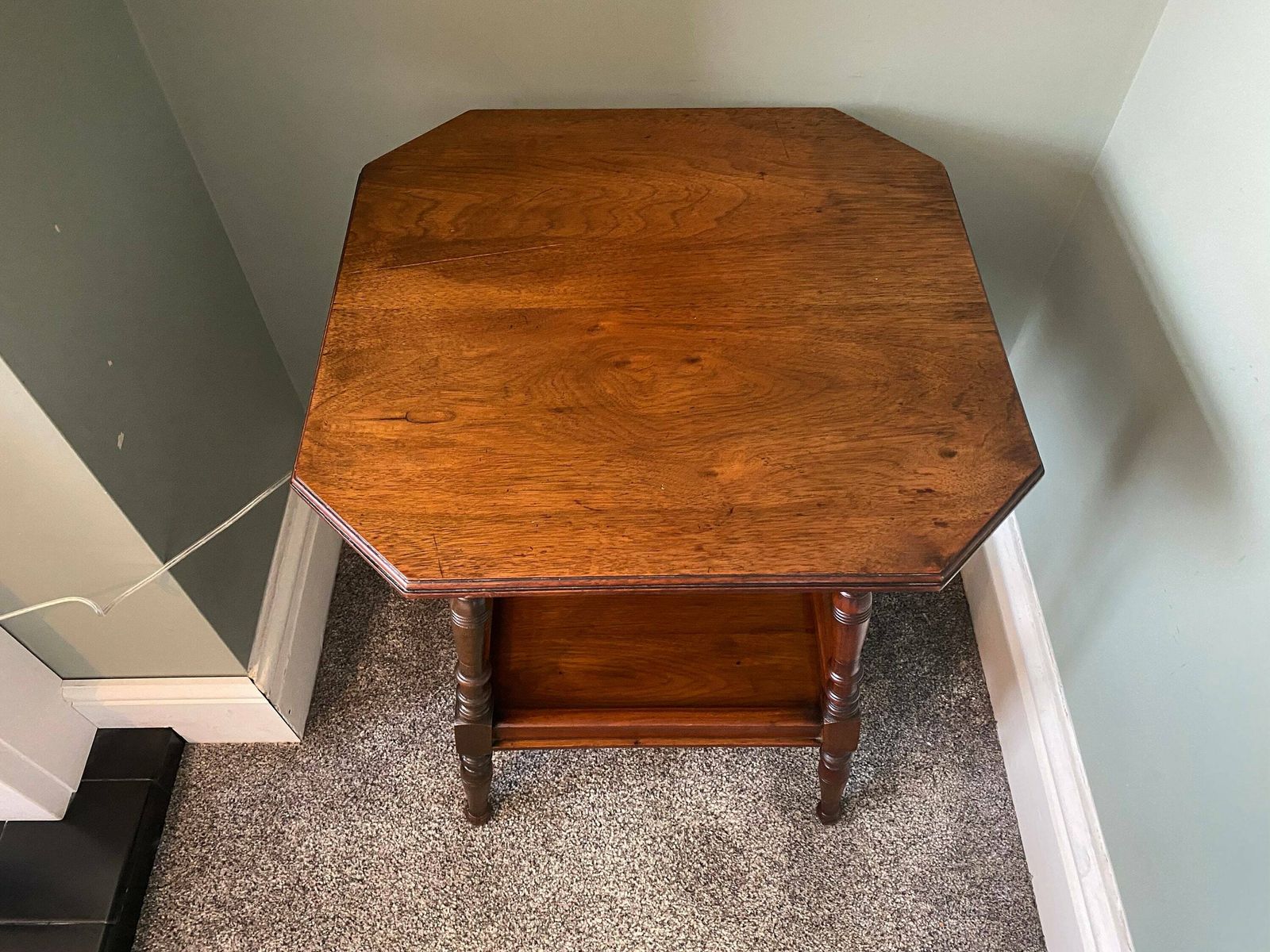 Antique Edwardian Two Tier Oak Side Table Lamp Table Vintage Console Table photo for sale