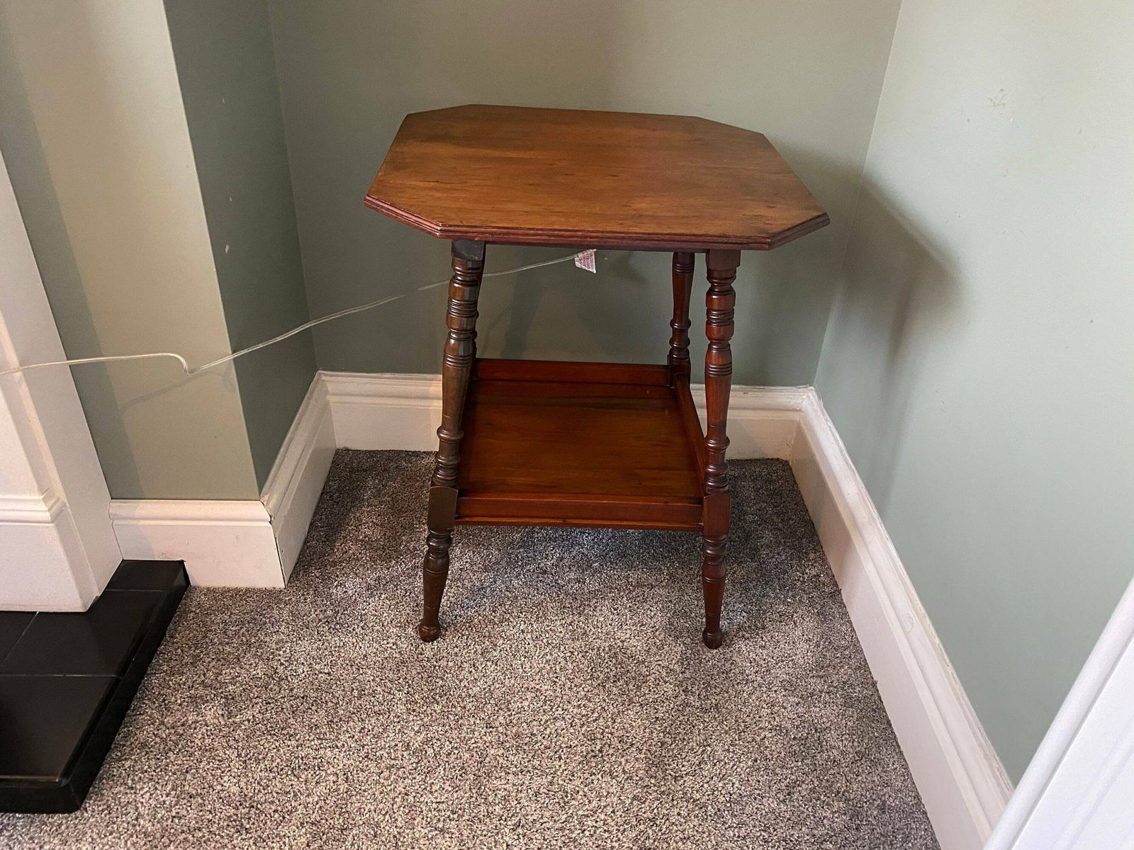 Antique Edwardian Two Tier Oak Side Table Lamp Table Vintage Console Table photo Furniture