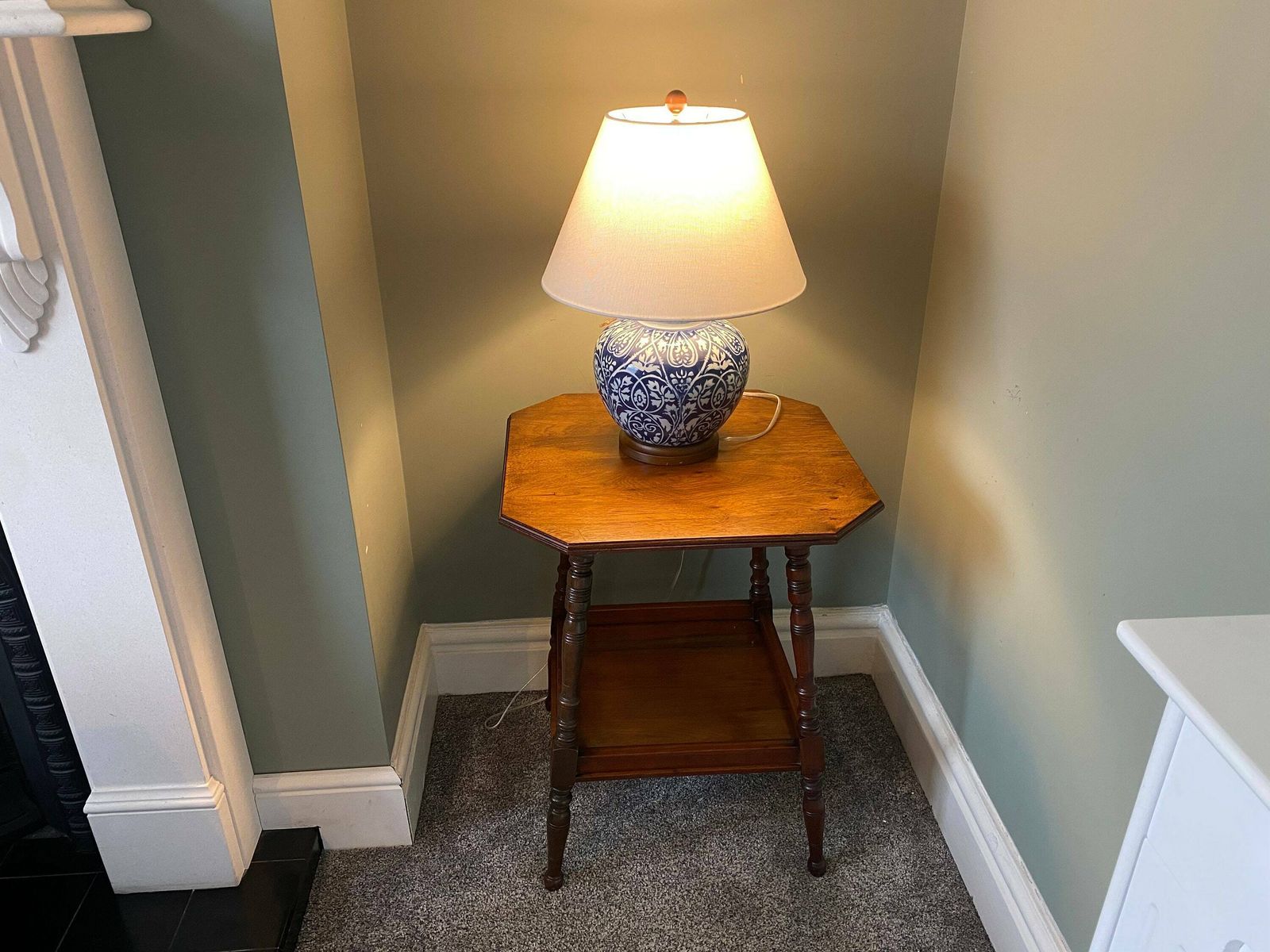 Antique Edwardian Two Tier Oak Side Table Lamp Table Vintage Console Table photo 120.0