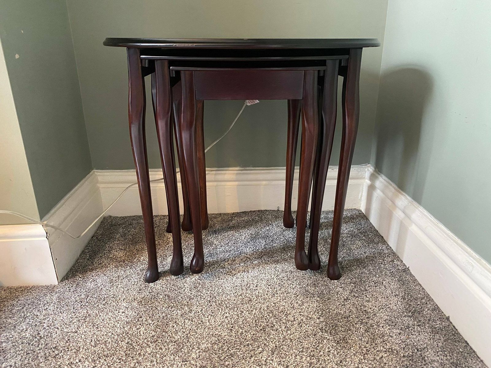 photo furniture Antique Vintage Nest Of Tables With A Bow Front, Plant Stand, Side Table, Coffee Table, Occasional Table