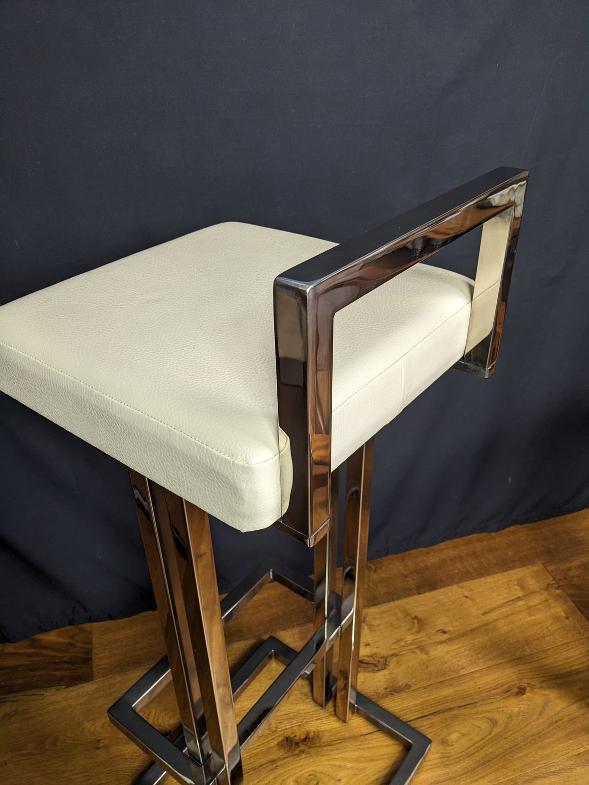 photo furniture Pair Of Chrome Bar Stools Attributed To Iconic Italian Designer Romeo Rega