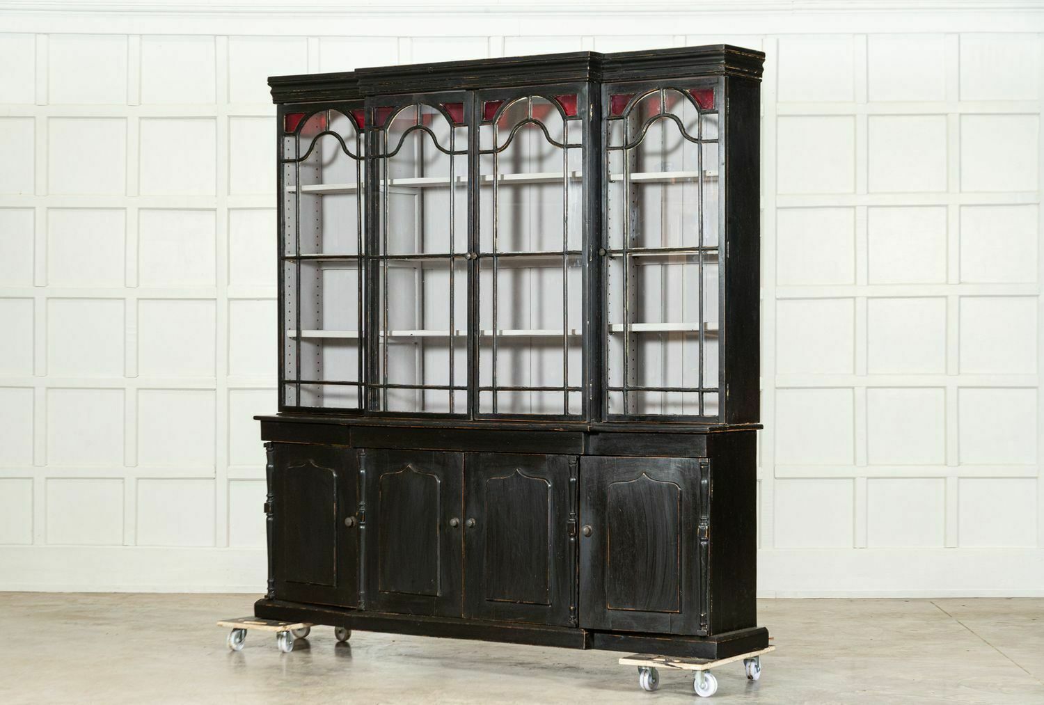 Large 19thc English Ebonised Breakfront Glazed Pine Dresser photo 5693.0
