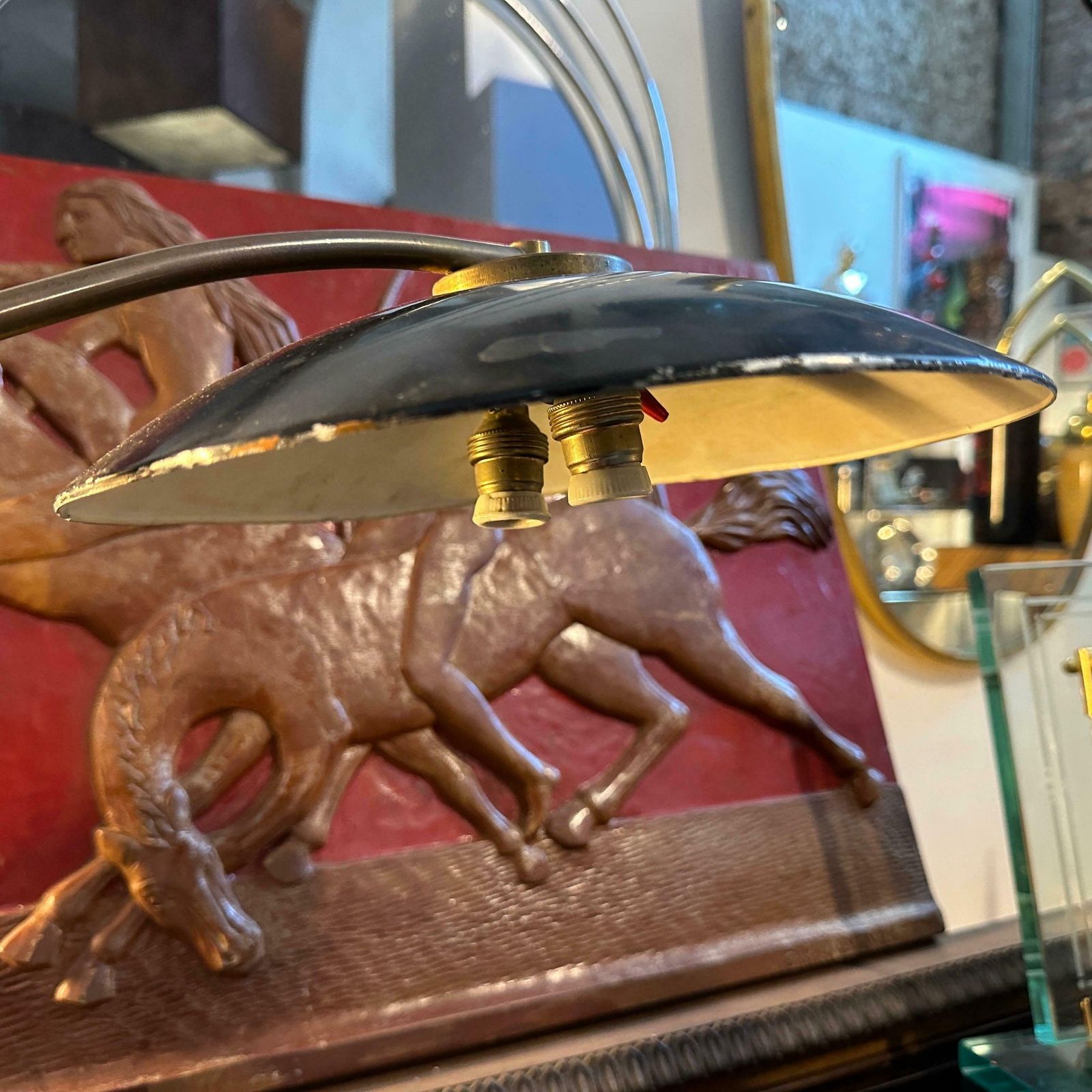 photo vinterior 1950 Arredoluce Attributed Mid Century Modern Brass And Marble Italian Desk Lamp