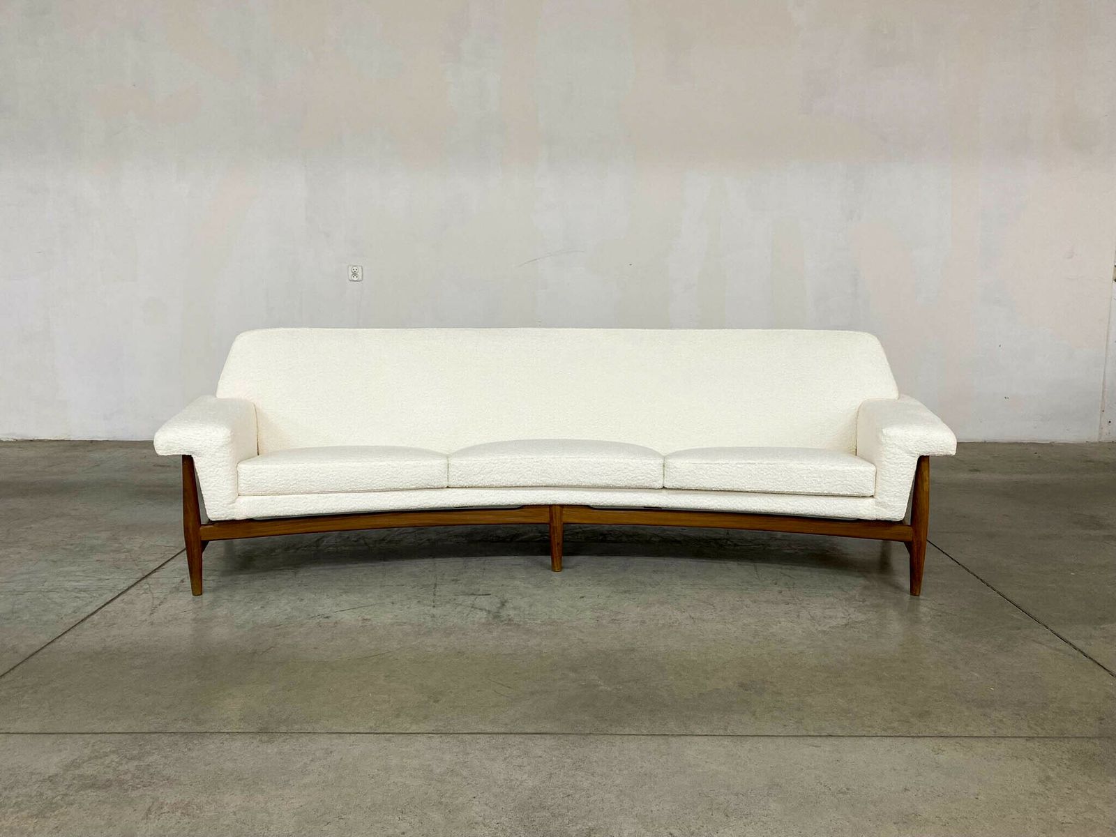 Tv Sofa In Teak White Bouclette By Johannes Andersen For Trensum, 1958 photo furniture