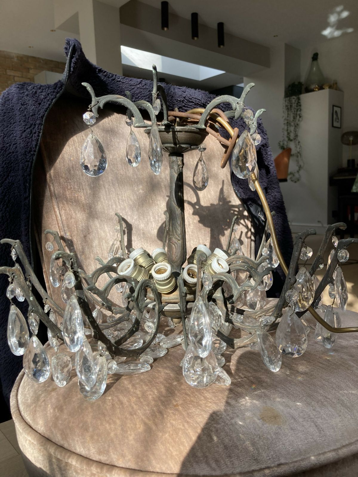 Vintage French 19th Century Crystal Chandelier photo furniture