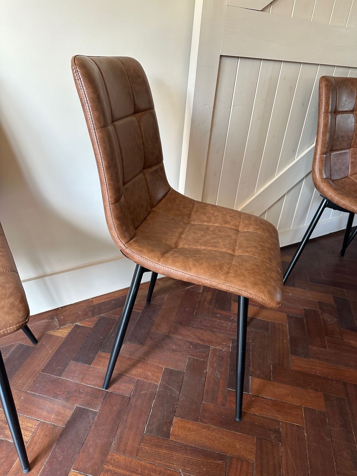 Wolfgang Dining Chair Brown, Black Metal Legs photo furniture