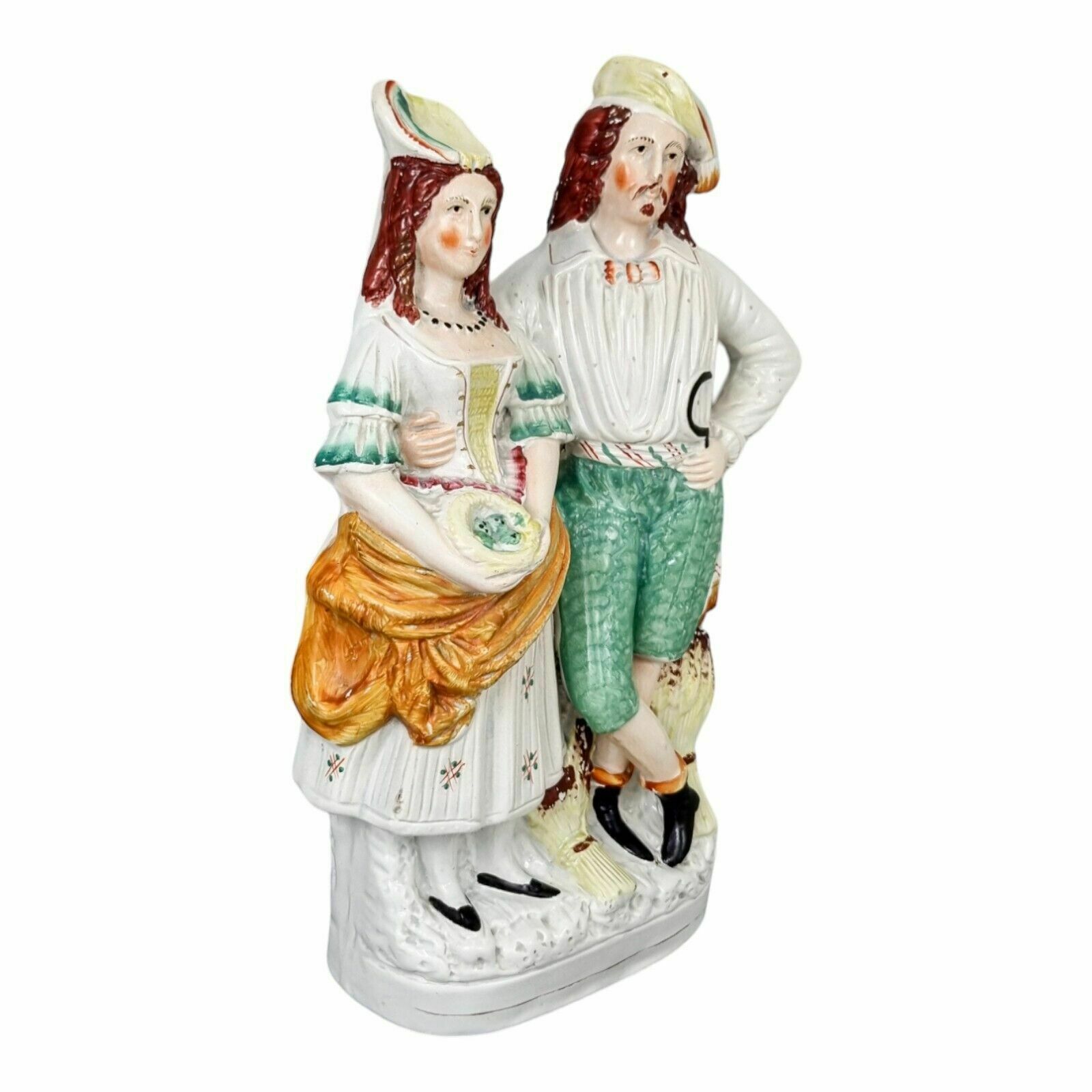 Large Victorian Staffordshire Pearlware Figure; Albanian Farmer And Wife Harvest photo for sale