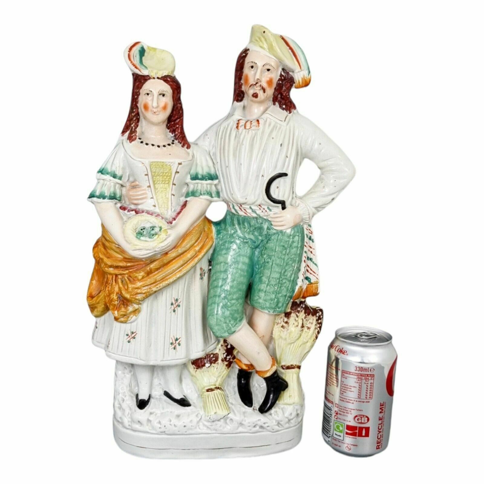 Large Victorian Staffordshire Pearlware Figure; Albanian Farmer And Wife Harvest photo vintage