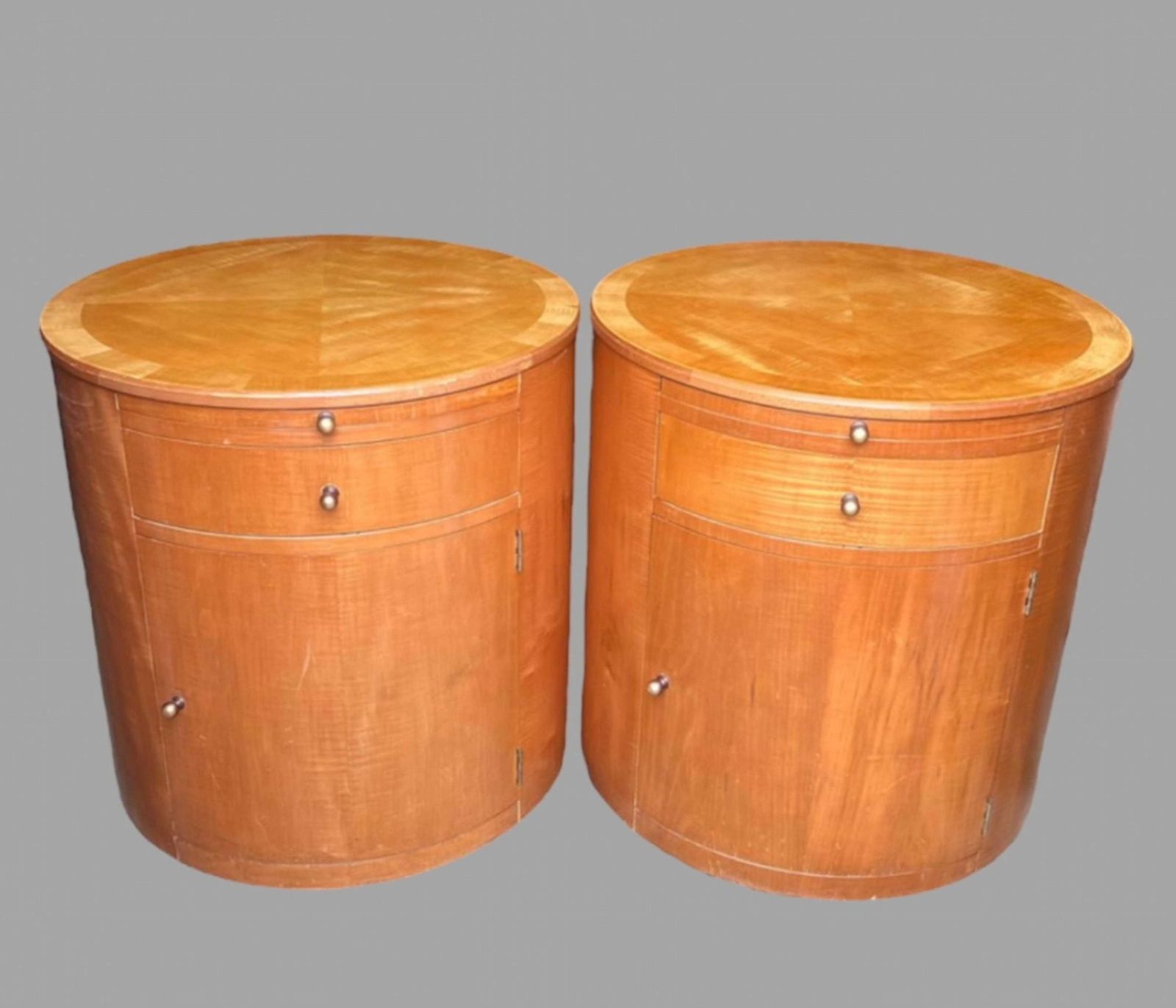 An Unusual Pair Of Art Deco Style Bedside/Side Tables