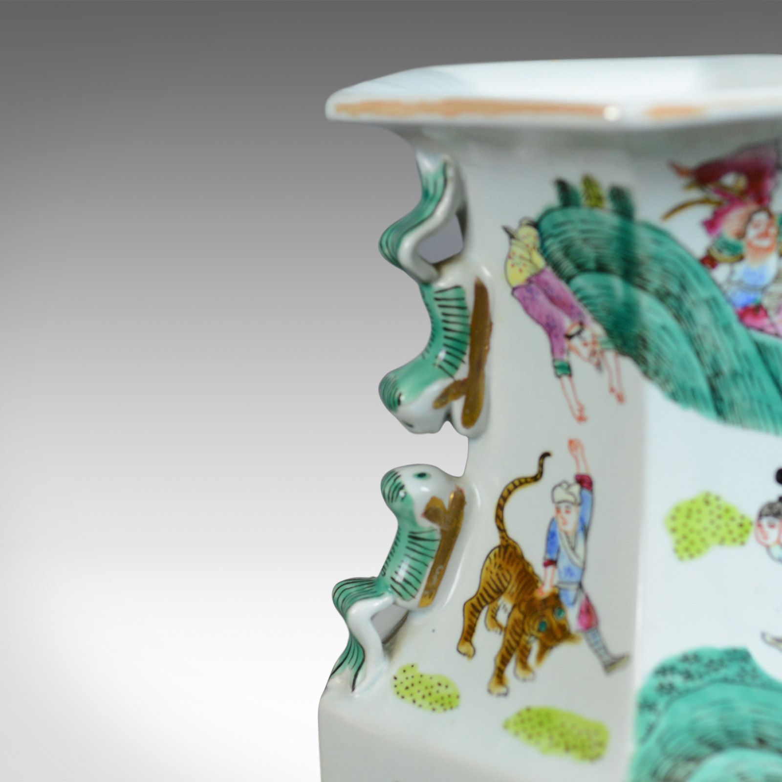 Mid 20th Century, Hexagonal, Baluster Vase, Chinese Ceramic Urn photo for sale