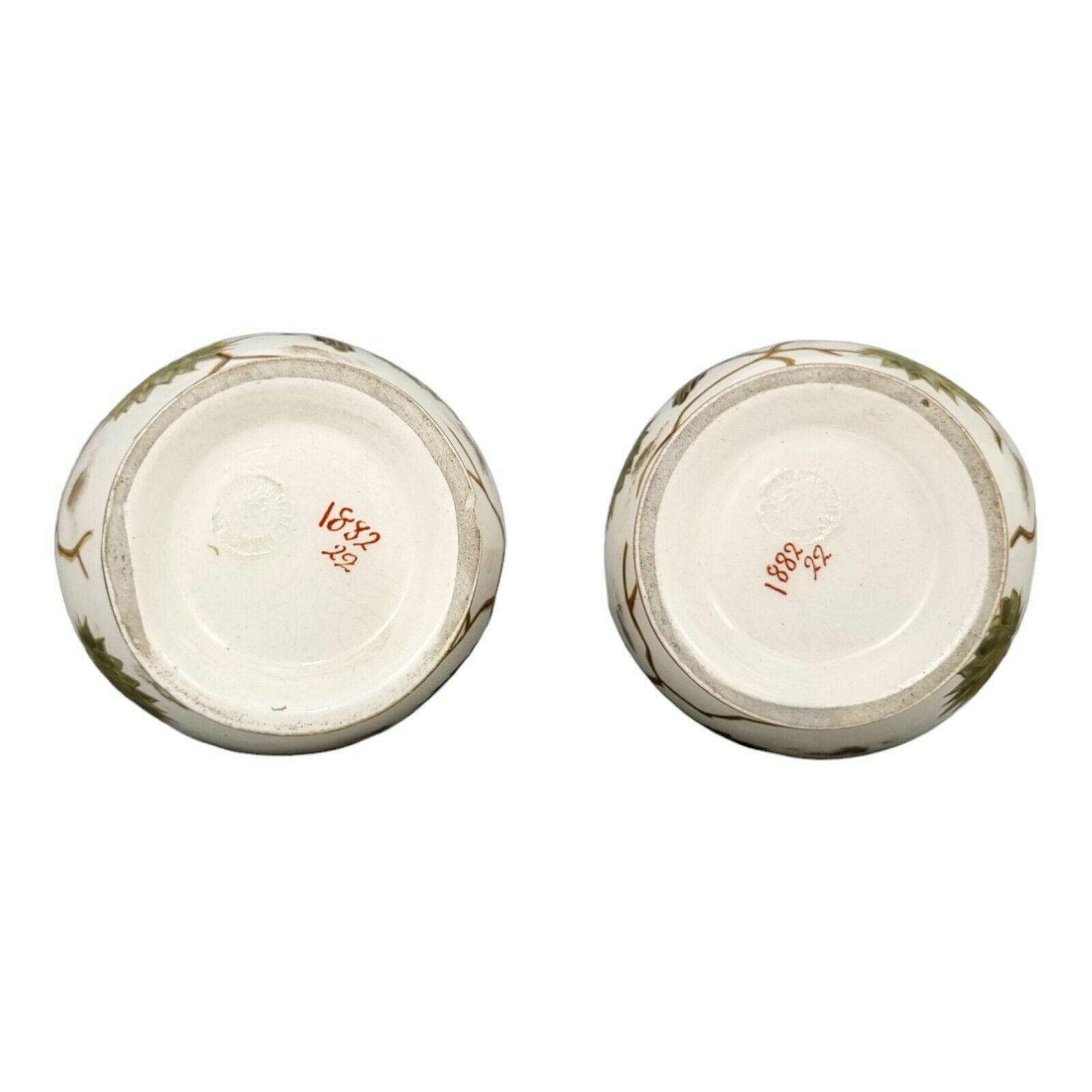 Home Decor Antique 1880's German Franz Anton Mehlem, Royal Bonn Blush Aesthetic Vase Pair photo